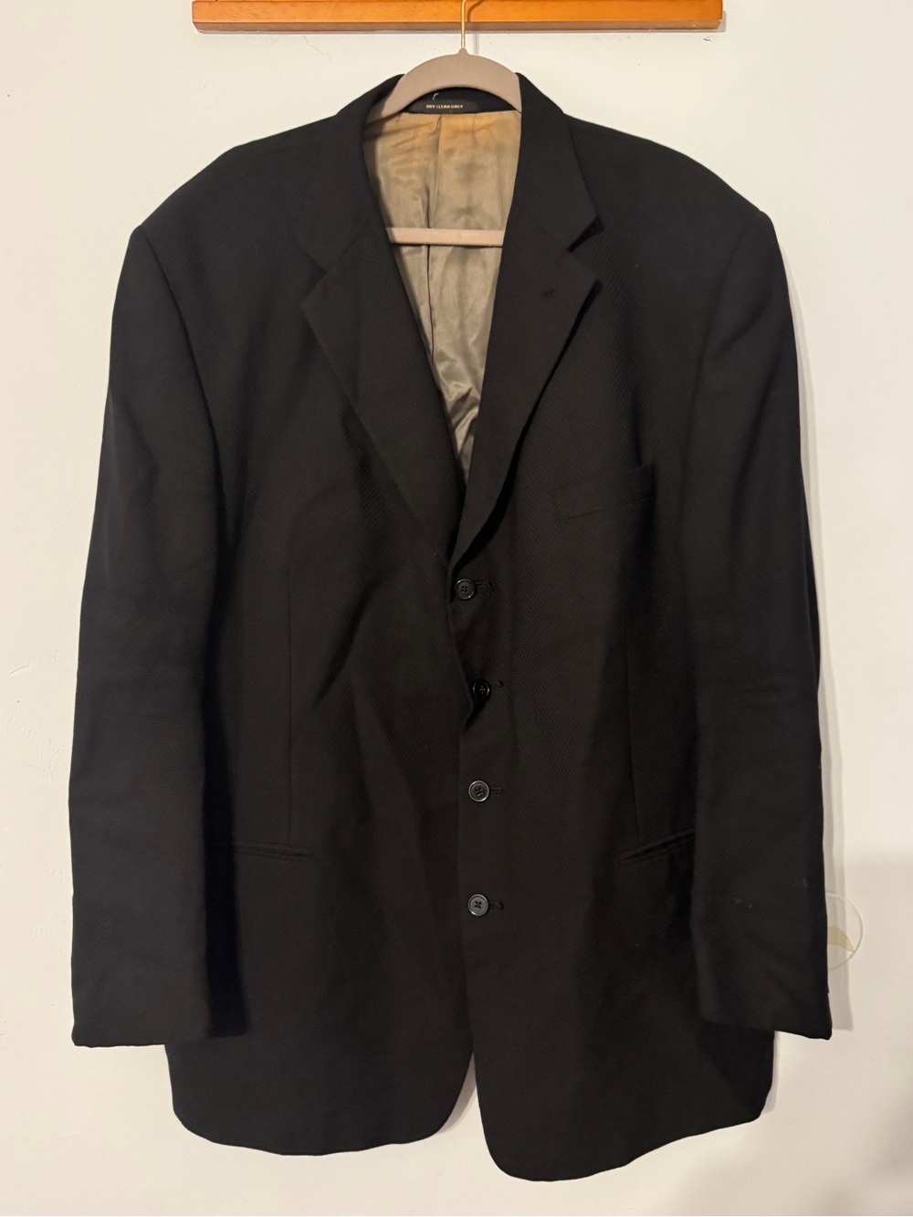 Rare Monsieur Givenchy Vintage Black Textured Suit Sport Coat Jacket 44 46